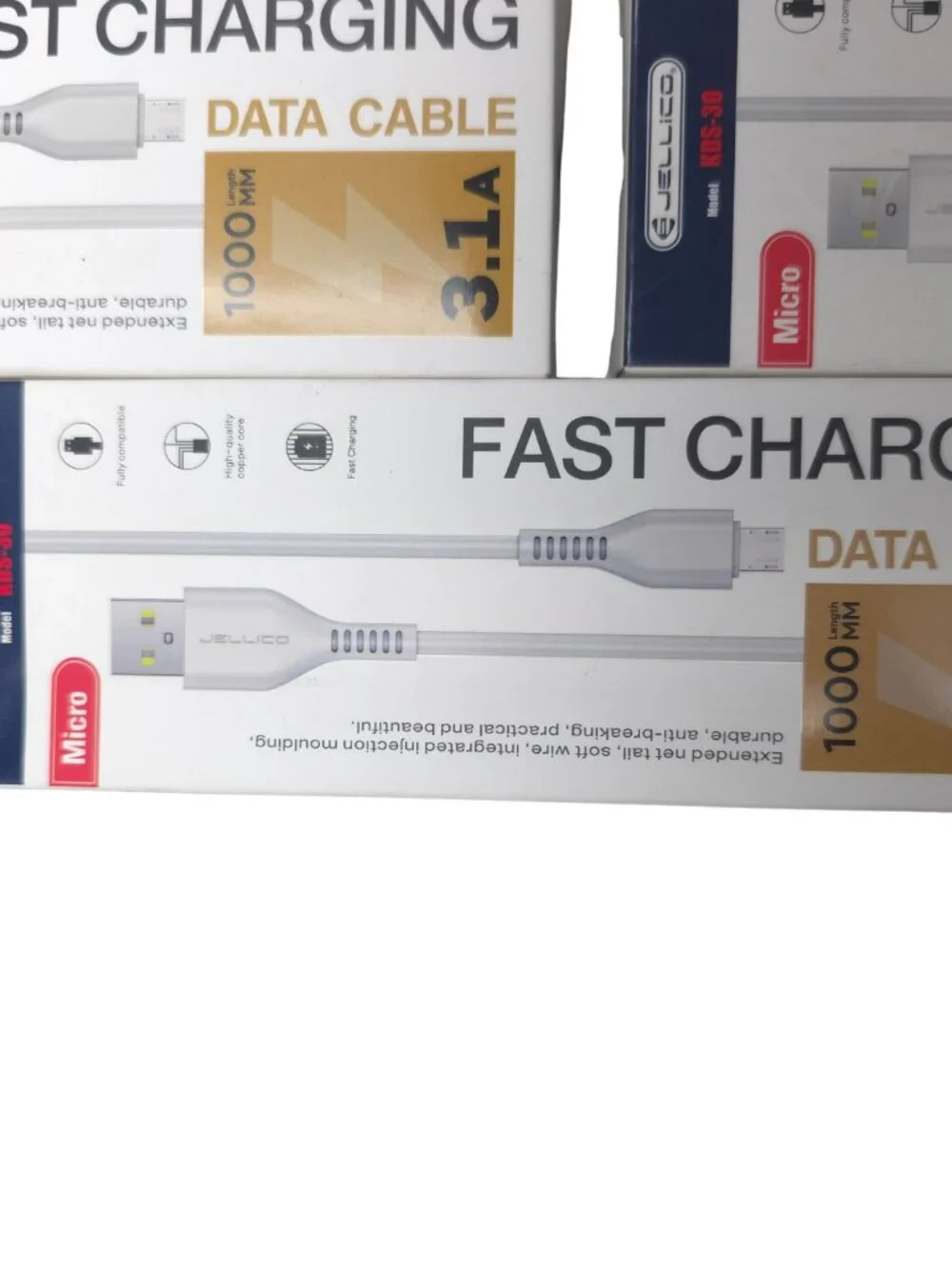 JELLICO KDS 30 5 Pack USB A Micro USB Fast Charging Data Cable 3FT White Lot